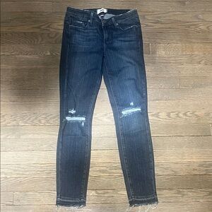 PAIGE Dark Blue Distressed Skinny Jeans